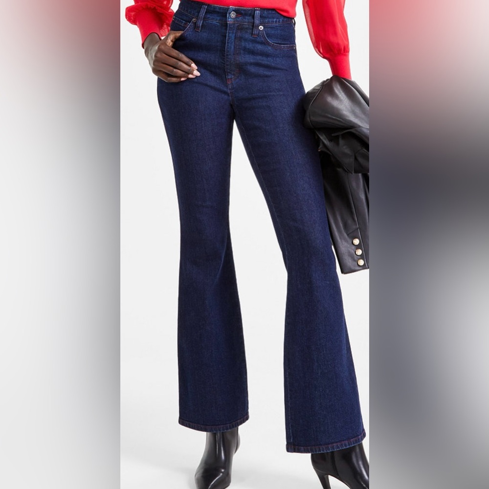 INC international concepts High Rise Black Flared Jeans - Picture 6 of 6